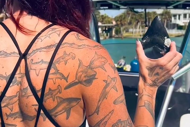 Emily Morrison shark tattoos earn Guinness record at 106