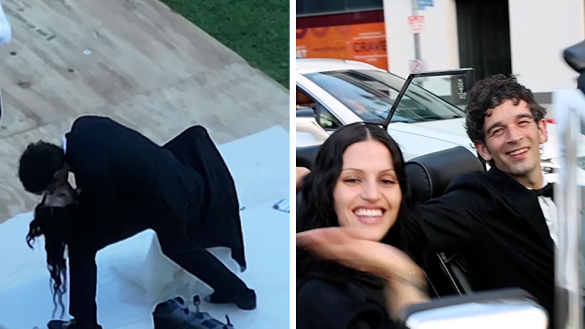 Matty Healy and Gabbriette Bechtel rehearse the wedding kiss