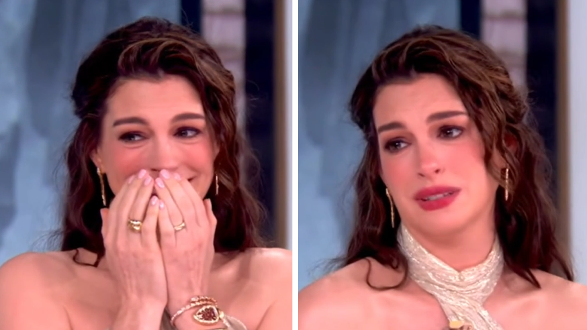 Anne Hathaway tears up after Whoopi Goldberg praises her on The View